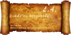Lukács Afrodité névjegykártya